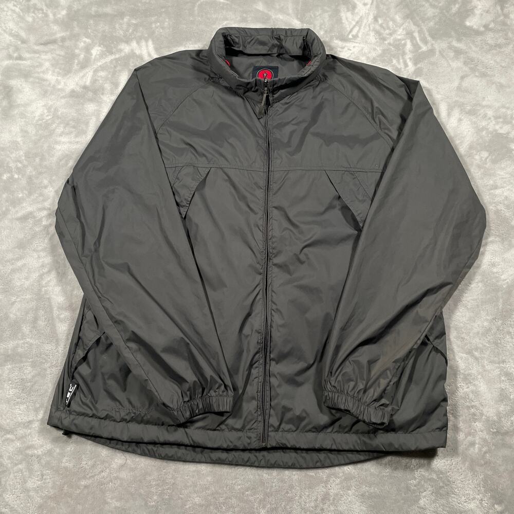 ScotteVest TEC Jacket Men XL Grey Hooded Packable Lightweight Travel Windbreaker